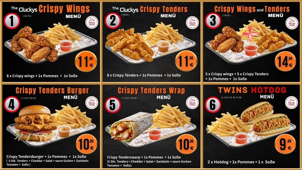 Menükarte — Menü 1–6